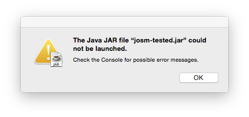 Error message from Mac OS X : In this case using Java 6 rather than Java 7.
